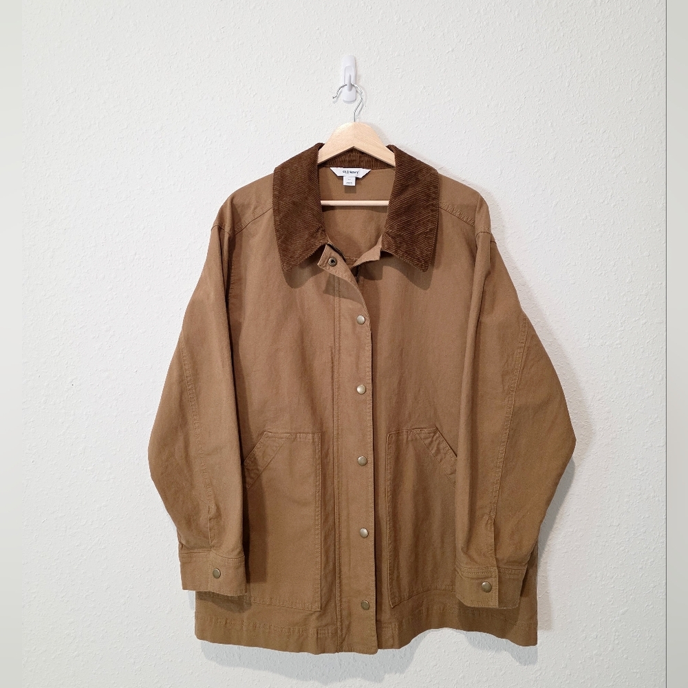 Brown Corduroy Collar Zip Up Barn Jacket XL